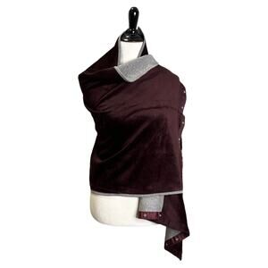 Lululemon Vinyasa Scarf Rulu Reversible Wrap Maroon Gray Cotton Snap Closure OS